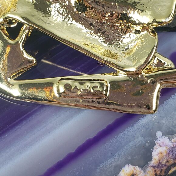 Vintage Signed AJC Culinary Chef Hat Utensils Knife Gold Tone Brooch - Picture 9 of 9